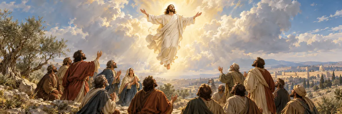 La ascensión de Jesús al cielo.