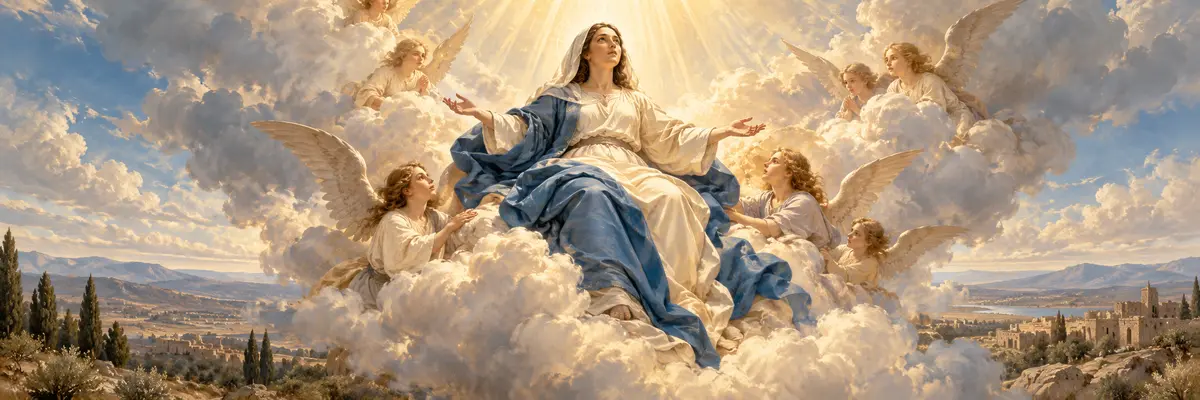 La asunción de la Virgen María al cielo.