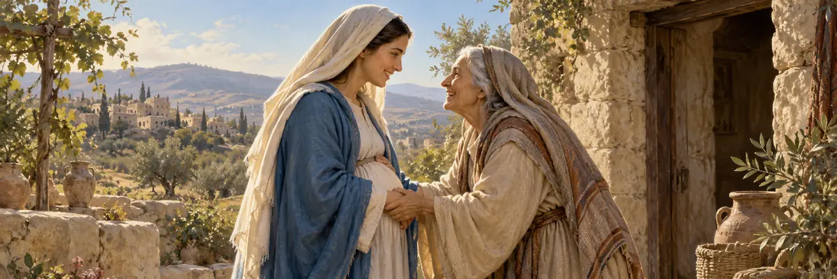 La Virgen María visita a su prima santa Isabel.